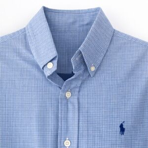 Ralph Lauren Blue & White Mini Plaid Custom Fit Dress Shirt